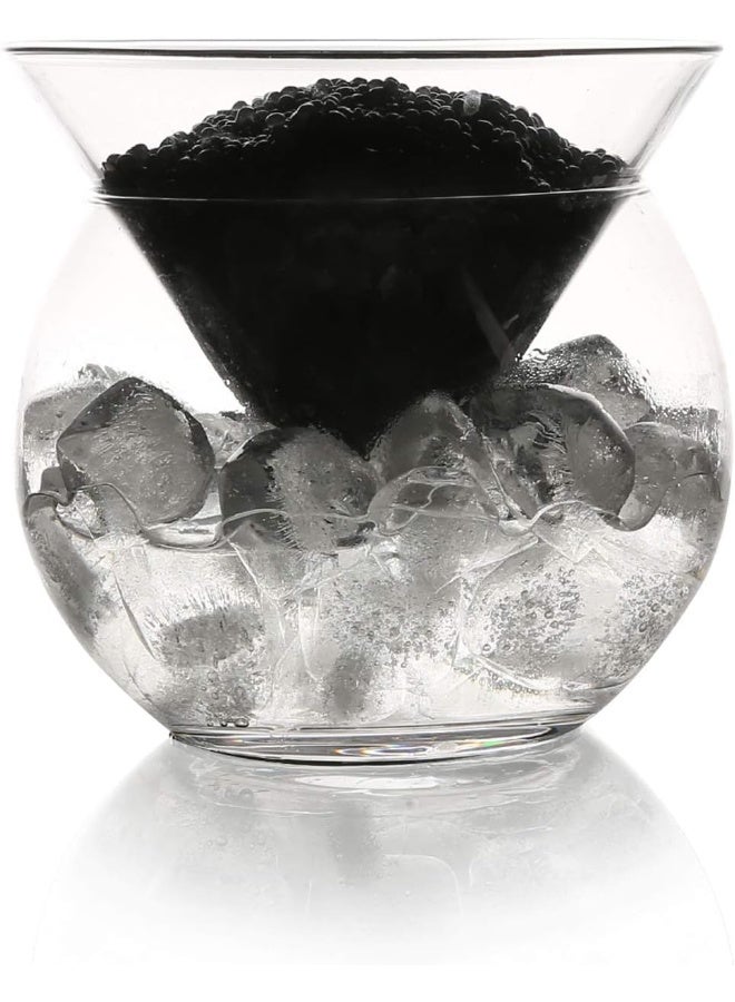DUEBEL Glass Caviar Chiller Server Set Plus 2 pcs. x Mother of Pearl Caviar Spoon 3.15" – Universal Martini, Wine, Liquor Cocktail Chiller - Image 5